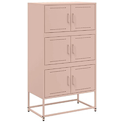 vidaXL Buffet rose 68,5x38,5x123,5 cm acier