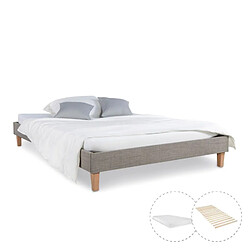 Homestyle4U Lit capitonné avec matelas et sommier 120x200