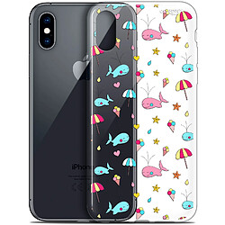 Caseink Coque arrière Apple iPhone Xs / X (5.8 ) Crystal Gel HD [ Nouvelle Collection - Souple - Antichoc - Imprimé en France] Baleine à la Plage