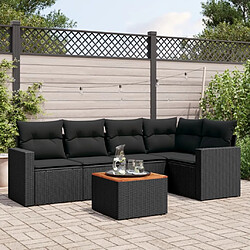 Maison Chic Ensemble Tables et chaises d'extérieur 6pcs avec coussins,Salon de jardin noir résine tressée -GKD657218