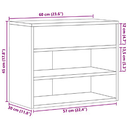 vidaXL Banc à chaussures Gris béton 60x30x45 cm Bois d’ingénierie pas cher