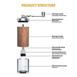 Universal Broyeur à café portable en bois broyeur à café artisanal manivelle H pas cher