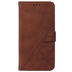 Etui en PU fermoir magnétique, motif lignes avec support, marron pour votre Google Pixel 7 Pro