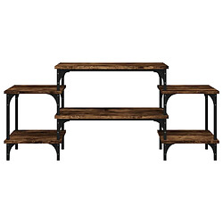 Maison Chic Meuble TV scandinave - Banc TV pour salon Chêne fumé 117x35x52 cm Bois d'ingénierie -MN40447 pas cher