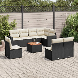 Maison Chic Salon de jardin 9 pcs avec coussins | Ensemble de Table et chaises | Mobilier d'Extérieur noir résine tressée -GKD59101