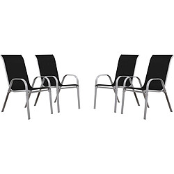 Habitat Et Jardin Fauteuil jardin Textilène Cordoba - Phoenix - Noir - Lot de 4