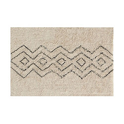 Aubry Gaspard Tapis en coton naturel et noir 60 x 90 cm Graphique.