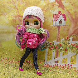 1/6 belle veste d'hiver rose et jeans avec chapeau ensemble pour Blythe Doll Dress Up