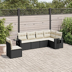 Maison Chic Ensemble Tables et chaises d'extérieur 6pcs avec coussins,Salon de jardin noir résine tressée -GKD570463