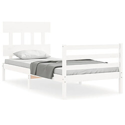 vidaXL Cadre de lit sans matelas blanc 90x200 cm bois massif