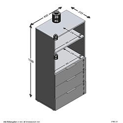 FMD Commode avec 3 tiroirs et étagère ouverte Noir pas cher