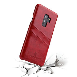 Acheter Wewoo Etui en cuir Fierre Shann Retro Oil en cire PU pour Galaxy S9 +, avec emplacements pour cartes (rouge)