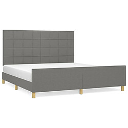 Maison Chic Lit adulte - Cadre Structure de lit avec tête de lit Contemporain Gris foncé 160 x 200 cm Tissu -MN15676