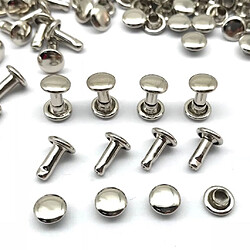 Avis 100 Sets Double Caps Studs Rivets pour Sacs Chaussures Cuir 6x8mm Argent