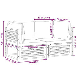 vidaXL Salon de jardin avec coussins 2 pcs bois massif acacia pas cher