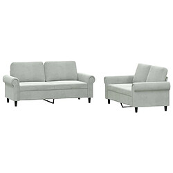 Maison Chic Ensemble de canapés 2 pcs avec coussins, Canapé droit Sofa pour Salon Gris clair Velours -GKD192483