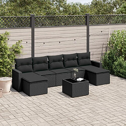 Maison Chic Salon de jardin 8 pcs avec coussins | Ensemble de Table et chaises | Mobilier d'Extérieur noir résine tressée -GKD65409