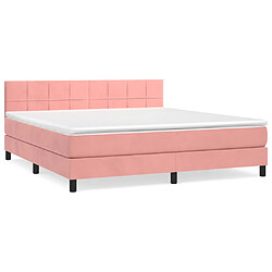 vidaXL Sommier à lattes de lit avec matelas Rose 160x200 cm Velours