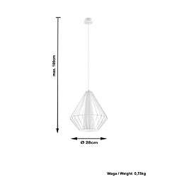 Acheter Luminaire Center Suspension DEMI acier/PVC blanc 1 ampoule