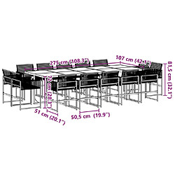 vidaXL Ensemble à manger de jardin 15 pcs noir résine tressée pas cher