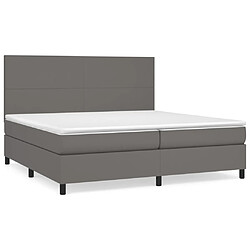 vidaXL Sommier à lattes de lit avec matelas Gris 200x200 cm Similicuir