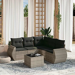 vidaXL Salon de jardin 6 pcs avec coussins gris clair résine tressée