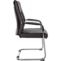 Decoshop26 Fauteuil de bureau chaise visiteur sans roulettes piétement luge en métal chromé et assise en PVC marron 10_0003350