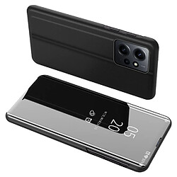 Htdmobiles Housse pour Xiaomi Redmi Note 12 4G - etui portefeuille miroir clear view + film ecran - NOIR