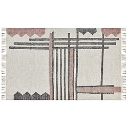 Beliani Tapis décoratif en coton beige et noir 140 x 200 cm MURADIYE