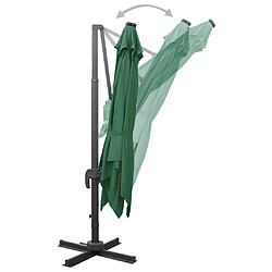 ComfortXL Parasol Déporté Avec Mât Et Lumières LED Vert 300 Cm pas cher