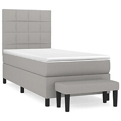 Maison Chic Lit Adulte - Lit simple Lit à sommier tapissier avec matelas moelleux - Meuble de Chambre - Gris clair 100x200cm Tissu -MN60626