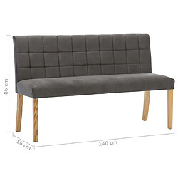 vidaXL Banc 140 cm Gris Velours pas cher