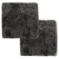 Decoshop26 Lot de 2 coussins de chaise gris clair 40x40 cm mouton véritable DEC021288