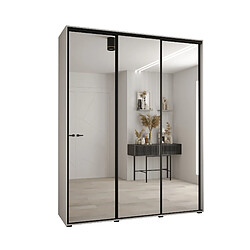 Abiks Meble Armoire à portes coulissantes Davos 2 H235.2 x L190 x P45 3 portes coulissante (Blanc/Blanc/Noir)