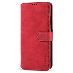 Dg.Ming Etui en PU + TPU style rétro avec support et sangle rouge pour votre Samsung Galaxy A22 5G (EU Version)