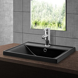 ML DESIGN MODERN LIVING Vasque d'angle 51x41,5x15,5 cm noir mat en céramique ML-Design