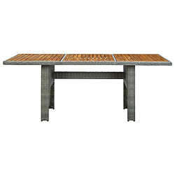 vidaXL Table de jardin Gris clair Résine tressée et bois d'acacia