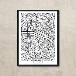 Homemania Tableau carte ville City Map- L. 33 x H. 43 cm - Paris