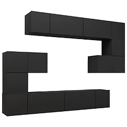 Maison Chic Ensemble de meubles TV 10 pcs | Banc TV Moderne pour salon | Meuble de Rangement - Noir Aggloméré -MN25180