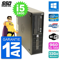 PC HP WorkStation Z210 SFF Intel i5-2400 RAM 32Go SSD 960Go Windows 10 Wifi - Occasion