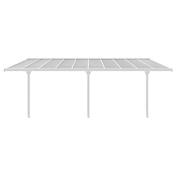 Vente-Unique Carport pergola adossé en aluminium 18,8 m² blanc ALVARO