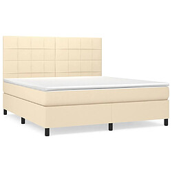 Maison Chic Lit adulte- Lit + matelas,Sommier à lattes de lit avec matelas Crème 180x200 cm Tissu -GKD17598