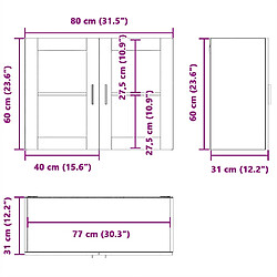 vidaXL Armoire murale de cuisine et porte en verre Porto chêne sonoma pas cher