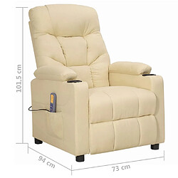 vidaXL Fauteuil de massage Crème Tissu pas cher