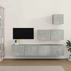 Maison Chic Ensemble de meubles TV 4 pcs | Banc TV Moderne pour salon | Meuble de Rangement - Gris béton Bois d'ingénierie -MN48305