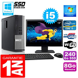 PC DELL 990 SFF Core I5-2400 Ram 8Go Disque 240 Go SSD Wifi W7 Ecran 19" - Occasion