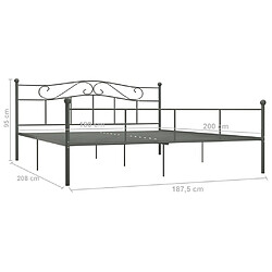 vidaXL Cadre de lit sans matelas gris métal 180x200 cm pas cher