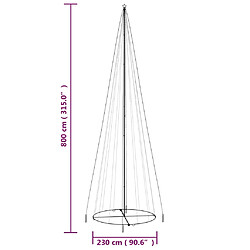 vidaXL Arbre de Noël cône 1134 LED Colorées 230x800 cm pas cher