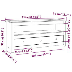 vidaXL Meuble TV 114x35x52 cm Bois de pin massif pas cher