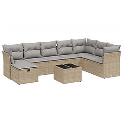 vidaXL Salon de jardin avec coussins 9pcs mélange beige résine tressée